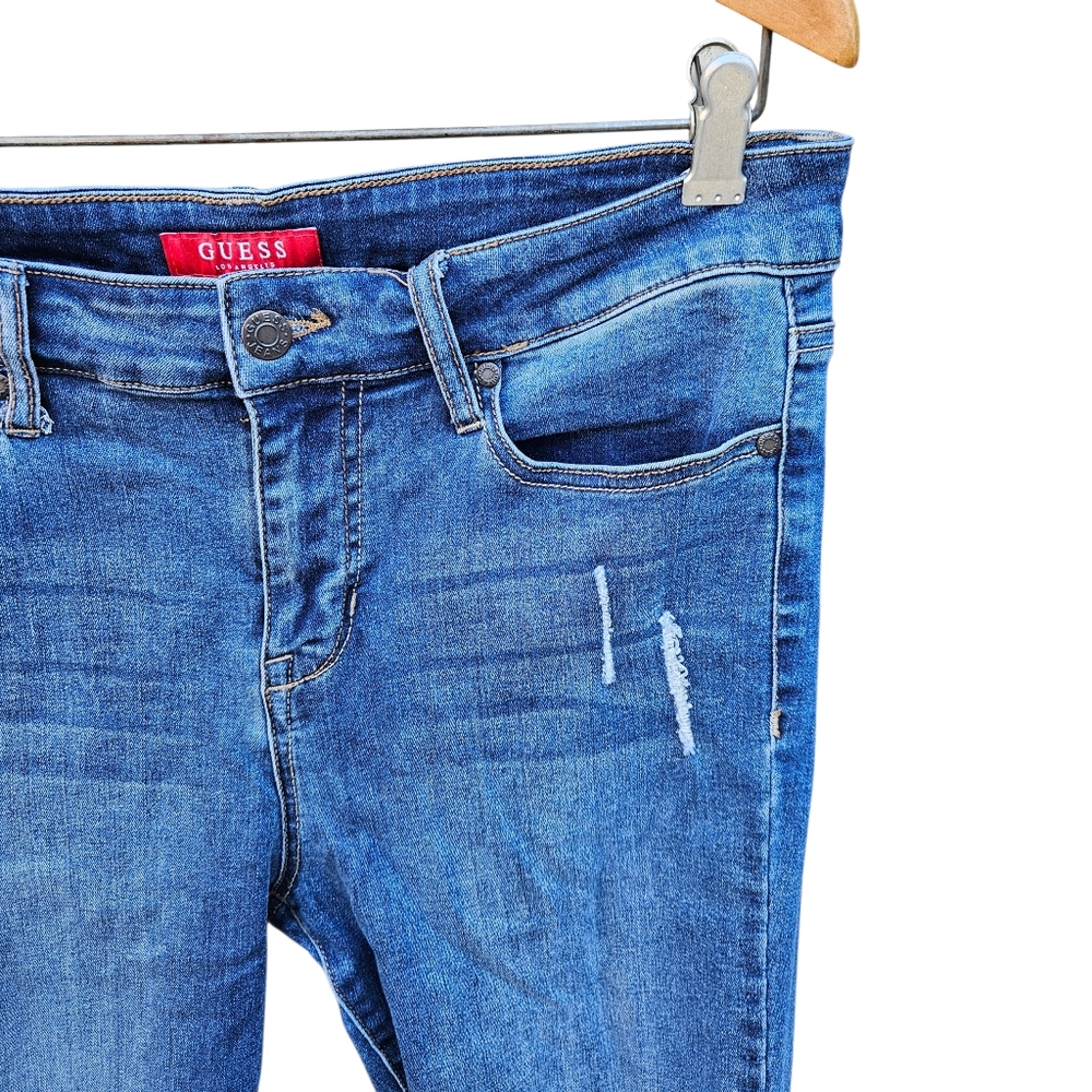 Guess Blue Ripped Skinny Jeans Women Size 31 - Picture 6 of 16